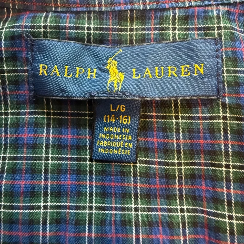 Ralph Lauren Boys Long Sleeve Plaid Cotton Logo‎ Shirt Size L(14/16)